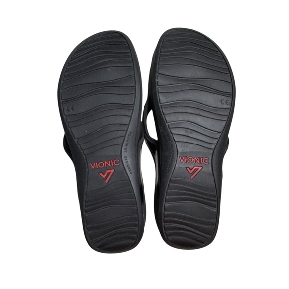 Vionic High Tide Flip Flops Sandals Thongs Black Patent Size 9 - Picture 6 of 7